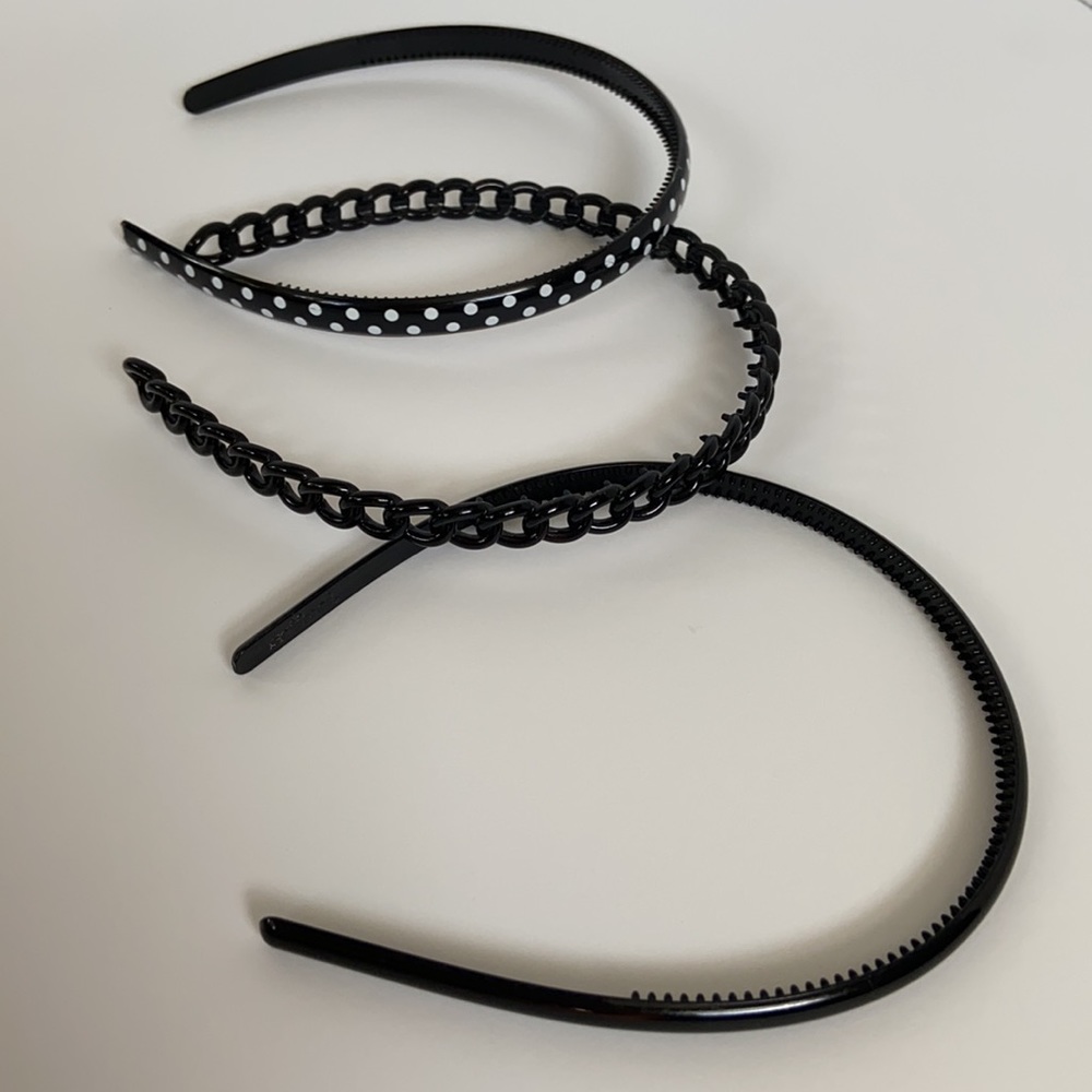 Plastic Headband Trio - Black